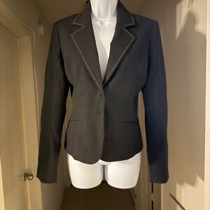 White House Black Market Dark Gray Blazer with Stitch Accents - Size 6